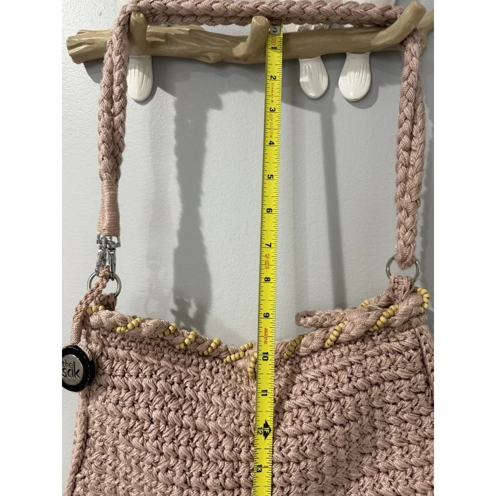 Sak Crochet Womens Tan Shoulder Bag Pink Y2K Style Demi Bag M